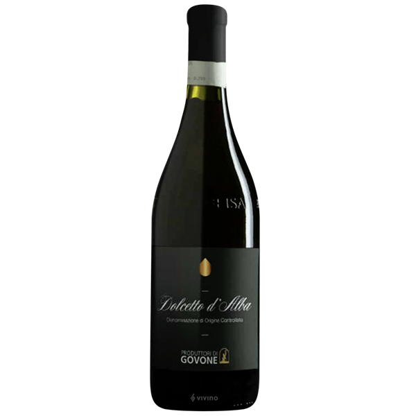 Butelka Govone Dolcetto d’Alba DOC 13% 0,75 l – czerwonego wytrawnego wina ze szczepu Dolcetto 100% z Piemontu.