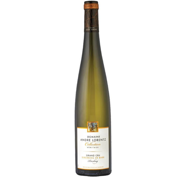 Butelka francuskiego białego wina wytrawnego Domaine Alfred Lorentz Kirchberg de Barr Riesling AOP 2021 12,5% z Alzacji.