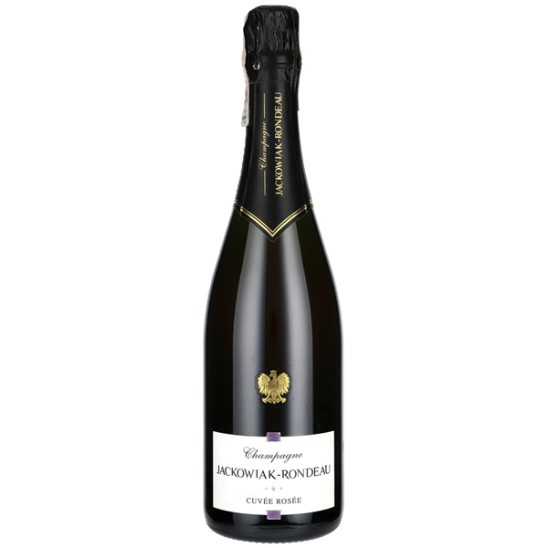 Butelka Champagne Jackowiak-Rondeau Cuvée Rosée Brut 12% 0,75 l – różowego francuskiego szampana z Pinot Noir, Pinot Meunier i Chardonnay.