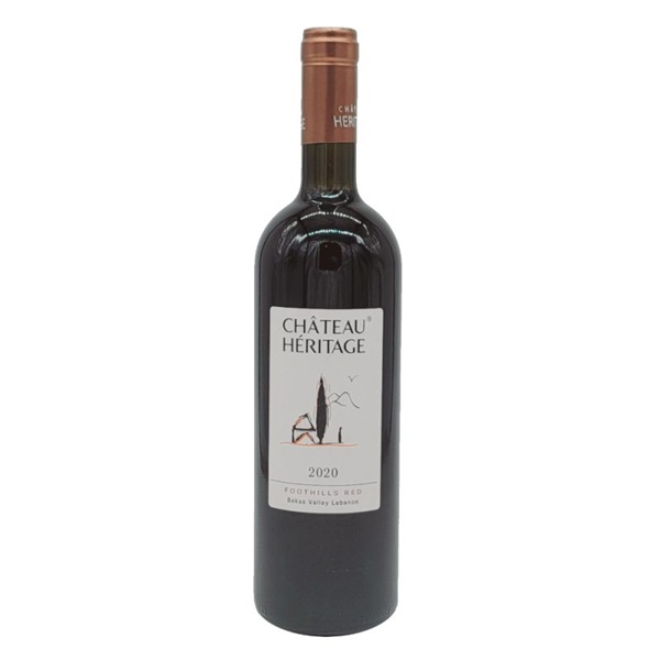 Butelka libańskiego czerwonego wytrawnego wina Chateau Heritage Chateau 14,5% 750 ml z Doliny Bekaa, stworzonego ze szczepów Syrah i Cabernet Sauvignon.