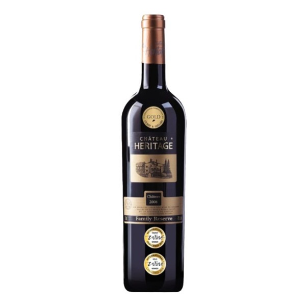 Butelka libańskiego czerwonego wytrawnego wina Chateau Heritage Family Reserve 14% 750 ml, pochodzącego z Doliny Bekaa.