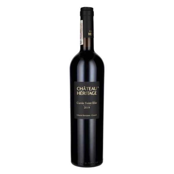 Butelka libańskiego czerwonego wytrawnego wina Chateau Heritage Saint Elie Cabernet Sauvignon 13% ze szczepu Cabernet Sauvignon, pochodzącego z Doliny Bekaa.