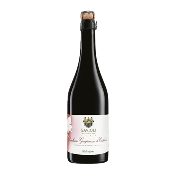 Butelka Giacobazzi Lambrusco Grasparossa di Castelvetro DOC BIO Brut 11,5% – czerwonego włoskiego wina musującego z Emilia-Romagna.