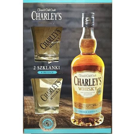 Charley’s Blended Scotch Whisky 40% 0,7L + 2 Szklanki – zestaw prezentowy