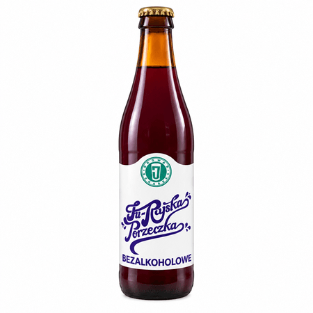 Butelka piwa Jurajska Porzeczka Bezalkoholowe 500 ml z Browaru na Jurze, polskie piwo owocowe z czarną porzeczką.