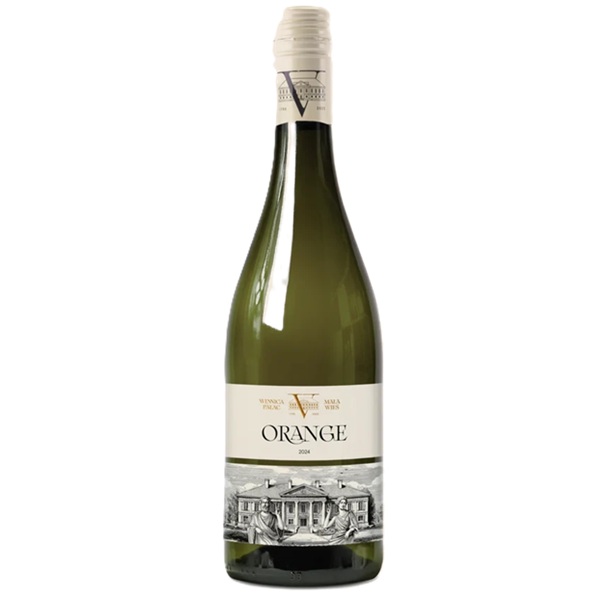 Butelka Orange Pinot Gris Mała Wieś – polskiego wina pomarańczowego ze szczepu Pinot Gris