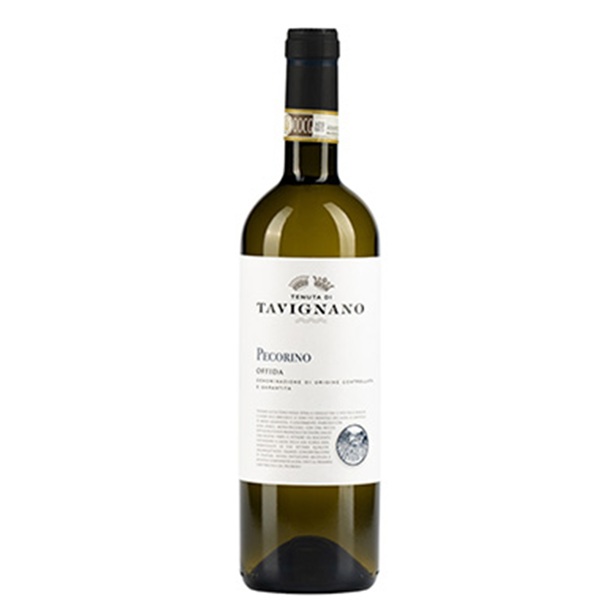 Butelka włoskiego białego wina Pecorino Offida DOCG 750 ml ze szczepu Pecorino, pochodzącego z regionu Marche.