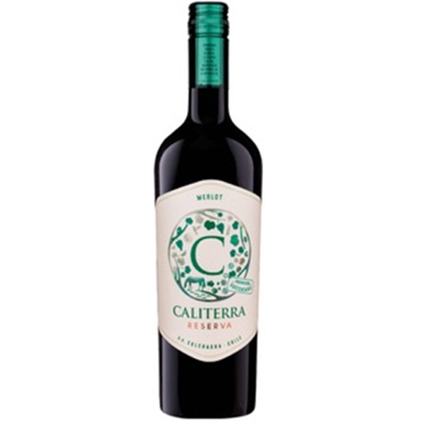 Butelka Vina Caliterra Reserva Merlot 13,5% – chilijskiego czerwonego wina wytrawnego ze szczepu Merlot z Doliny Colchagua.