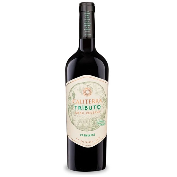 Butelka Vina Caliterra Tributo Carmenere Gran Reserva 13,5% – chilijskiego czerwonego wina wytrawnego ze szczepu Carménère z Doliny Colchagua.